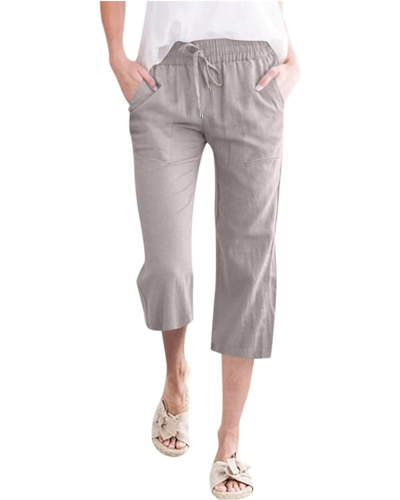 Womens Pants Dressy Casual, Women Linen Pants Straight Leg Loose Fit Casual Drawstring Lounge Beach Trousers Pants Z2-gray $1...