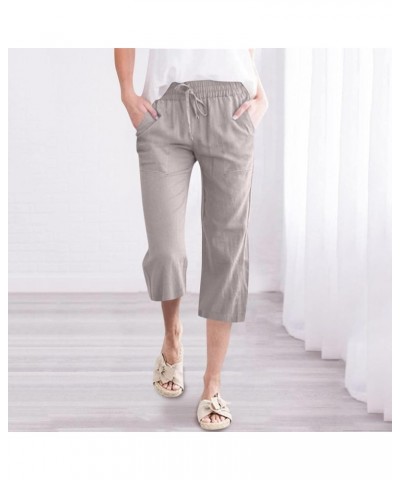 Womens Pants Dressy Casual, Women Linen Pants Straight Leg Loose Fit Casual Drawstring Lounge Beach Trousers Pants Z2-gray $1...