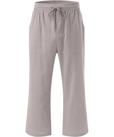 Womens Pants Dressy Casual, Women Linen Pants Straight Leg Loose Fit Casual Drawstring Lounge Beach Trousers Pants Z2-gray $1...