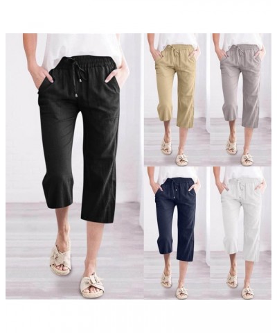 Womens Pants Dressy Casual, Women Linen Pants Straight Leg Loose Fit Casual Drawstring Lounge Beach Trousers Pants Z2-gray $1...