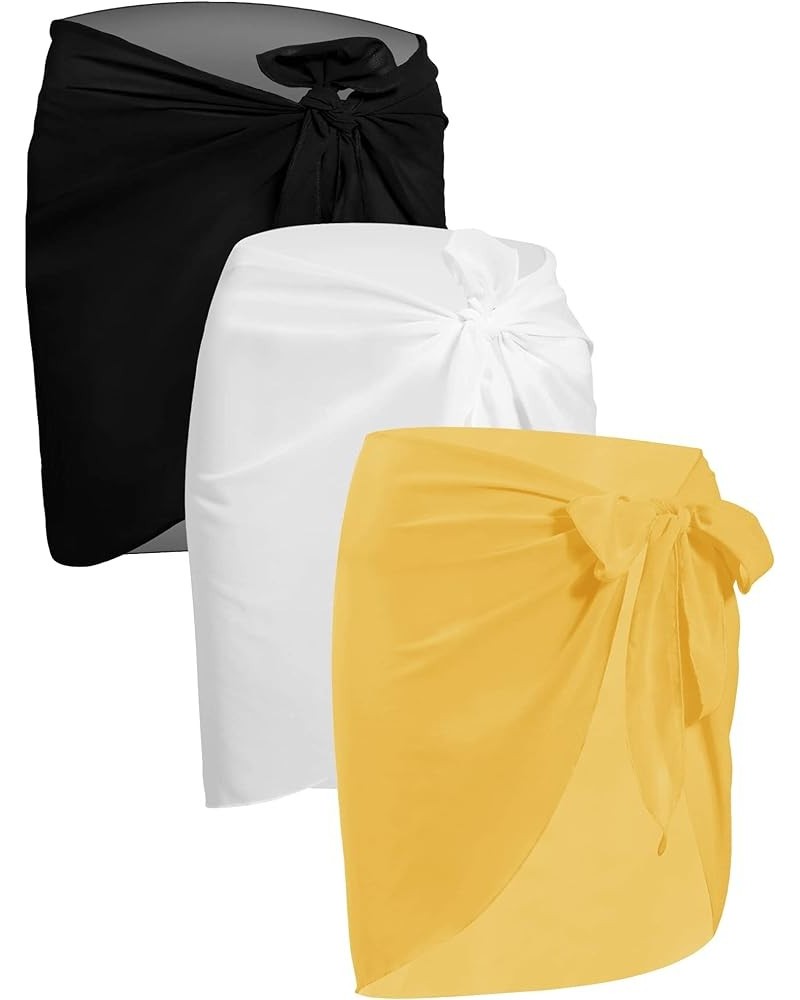 TMS Women Beach Wrap Sarong Cover Up Chiffon Swimsuit Wrap Skirts Cover-ups Black, White, Lime Yellow $10.06 Swimsuits