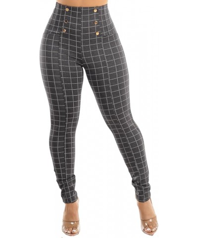 Women's Juniors High Waist Pull On Stretchy Butt Lifting Black, Plaid, Printed Skinny Pants 10596R 40587n_22trg142256gr Grey ...