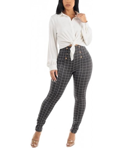 Women's Juniors High Waist Pull On Stretchy Butt Lifting Black, Plaid, Printed Skinny Pants 10596R 40587n_22trg142256gr Grey ...