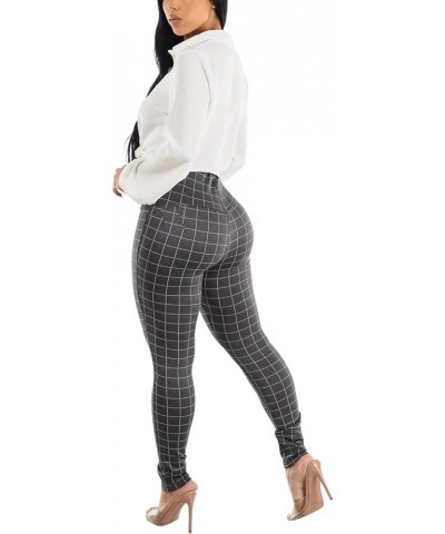 Women's Juniors High Waist Pull On Stretchy Butt Lifting Black, Plaid, Printed Skinny Pants 10596R 40587n_22trg142256gr Grey ...