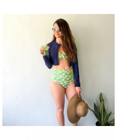 Women's High Waisted Swim Bottoms with UPF 50+ Sun Protection Lemons $23.19 Swimsuits