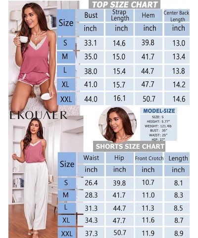 Womens Pajama Sets Soft Lingerie Sleepwear 2 Piece Cami Shorts Set V Neck Pj Lace Nightwear Rose $10.89 Sleep & Lounge