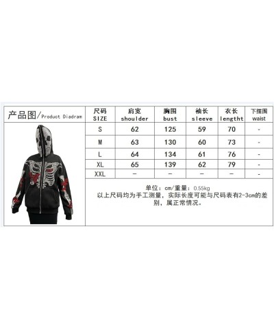 Y2k Zip Up Rhinestone Oversized Sweatshirt Hoodie Women Men Harajuku Gothic Aesthetic Skeleton Printed Jacket Top E Brown $15...