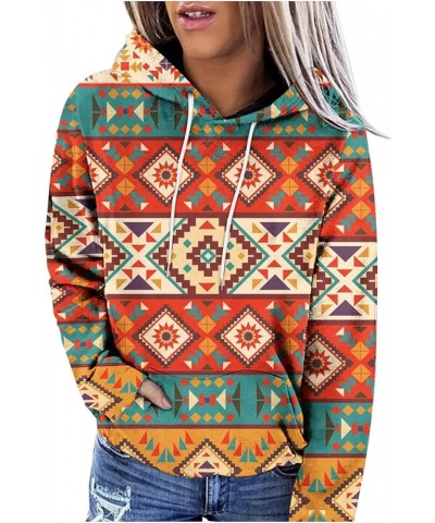 Women Western Aztec Hoodies Long Sleeve Pullover Sweatshirts Graphic Vintage Shirts Tops Cowgirl Wear Clothes 2023 Orange 37 ...