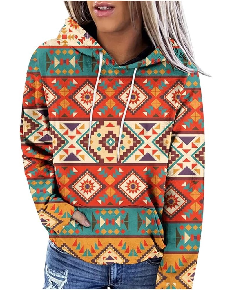 Women Western Aztec Hoodies Long Sleeve Pullover Sweatshirts Graphic Vintage Shirts Tops Cowgirl Wear Clothes 2023 Orange 37 ...