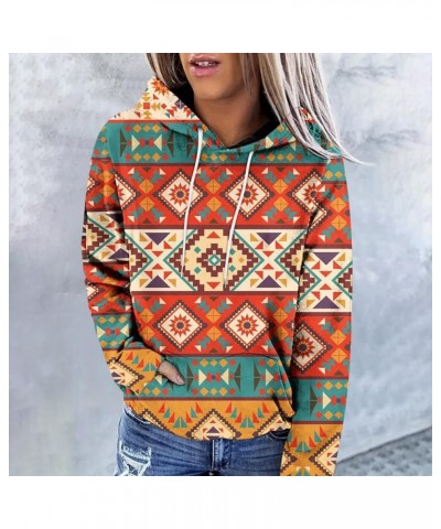 Women Western Aztec Hoodies Long Sleeve Pullover Sweatshirts Graphic Vintage Shirts Tops Cowgirl Wear Clothes 2023 Orange 37 ...