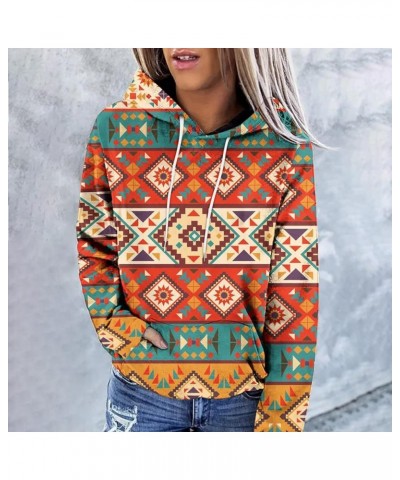 Women Western Aztec Hoodies Long Sleeve Pullover Sweatshirts Graphic Vintage Shirts Tops Cowgirl Wear Clothes 2023 Orange 37 ...