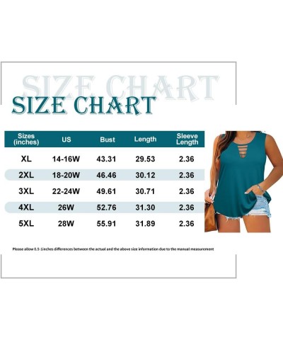 Plus Size Tank Tops for Women V/Round Neck Summer Sleeveless Basic Pleated Shirt Keyhole Tank XL-5XL E-916 Ocean Blue $10.75 ...