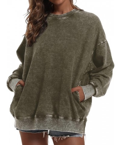 Oversized Vintage Hoodie for Women Cotton Loose Fit Baggy Hooded Sweatshirt Trendy Basic Acid Wash Pullover Top B-green $14.6...