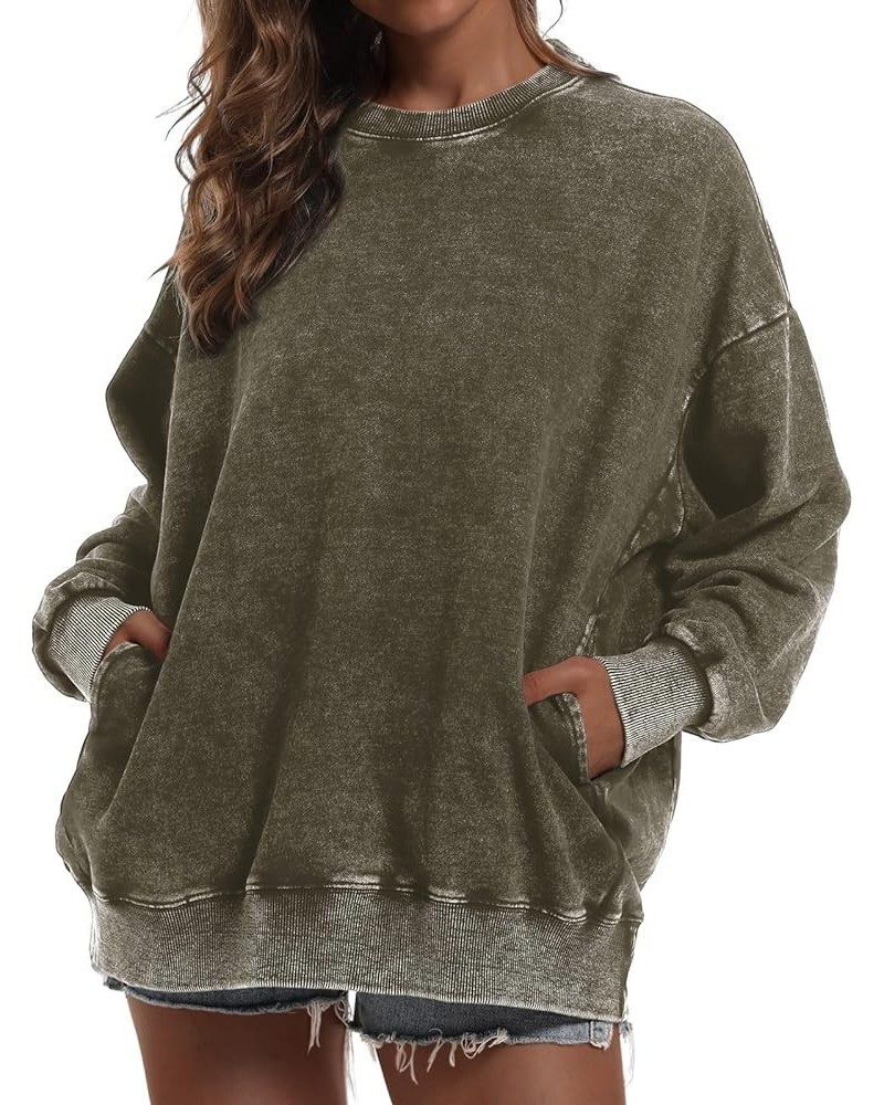 Oversized Vintage Hoodie for Women Cotton Loose Fit Baggy Hooded Sweatshirt Trendy Basic Acid Wash Pullover Top B-green $14.6...