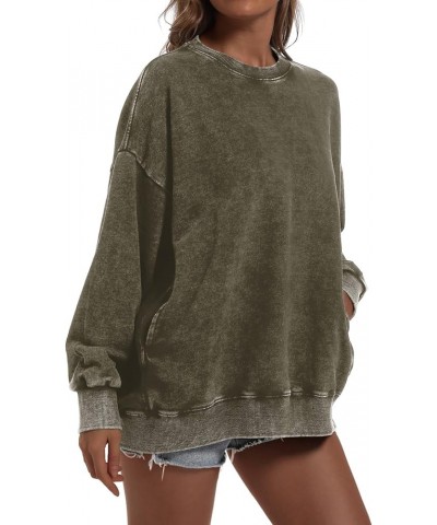 Oversized Vintage Hoodie for Women Cotton Loose Fit Baggy Hooded Sweatshirt Trendy Basic Acid Wash Pullover Top B-green $14.6...