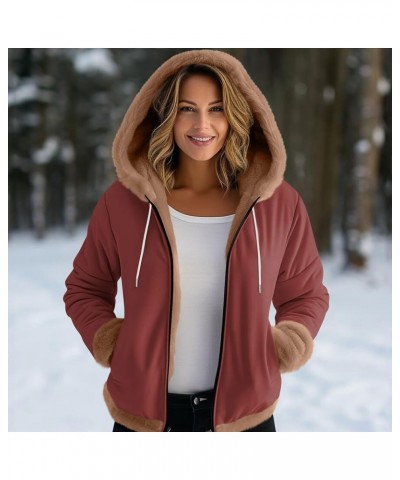 Women's Sueteres Para Mujeres Calientitos Winter Hat Cuffs Edge Velvet Thickened Print Hooded Jacket, M-3XL 3-deep Red $14.53...