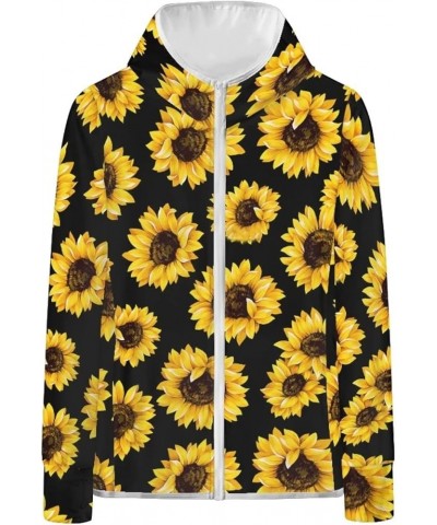 Summer Long Sleeve Sun Protection Hoodie Jacket with Full Zip & Pockets for Women Girls S-2XL Sunflowers $16.17 Jackets