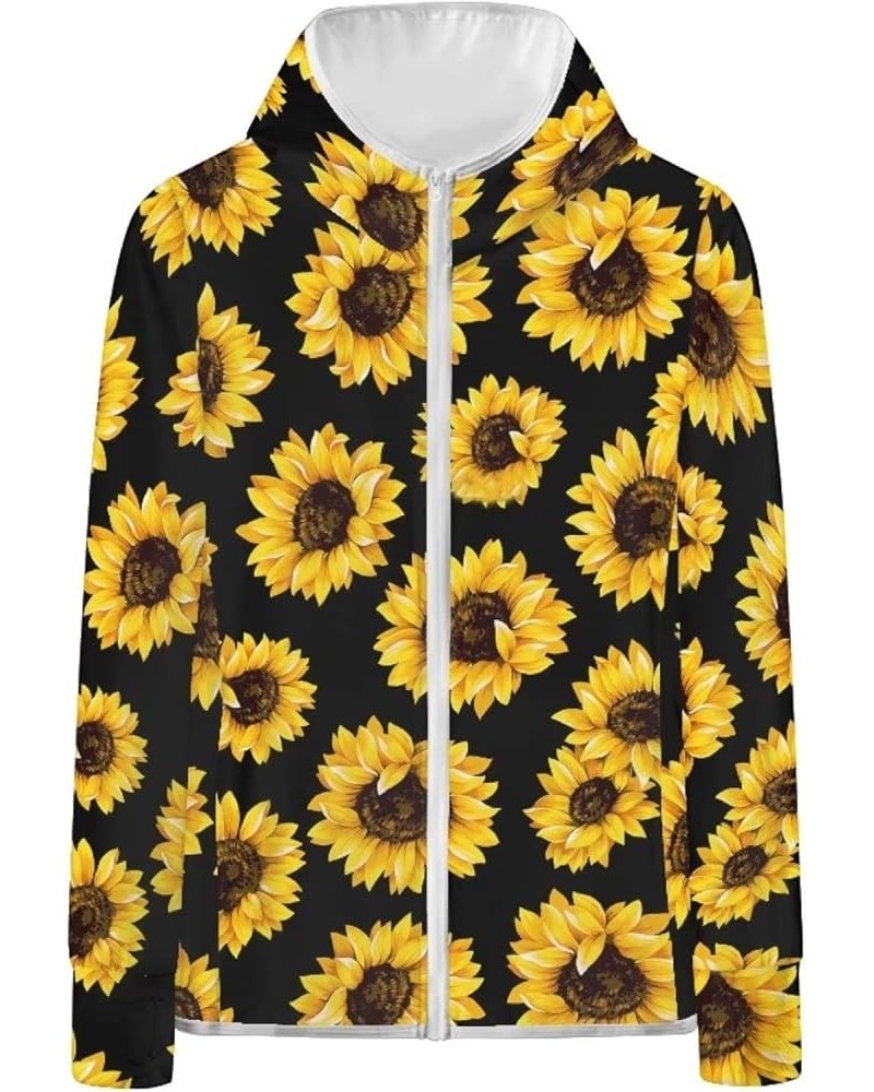 Summer Long Sleeve Sun Protection Hoodie Jacket with Full Zip & Pockets for Women Girls S-2XL Sunflowers $16.17 Jackets