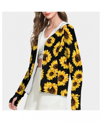 Summer Long Sleeve Sun Protection Hoodie Jacket with Full Zip & Pockets for Women Girls S-2XL Sunflowers $16.17 Jackets