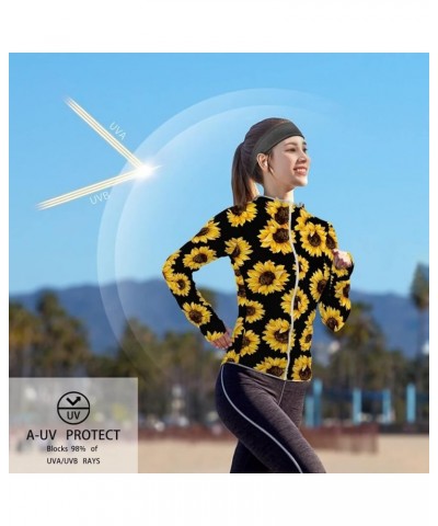 Summer Long Sleeve Sun Protection Hoodie Jacket with Full Zip & Pockets for Women Girls S-2XL Sunflowers $16.17 Jackets