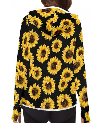 Summer Long Sleeve Sun Protection Hoodie Jacket with Full Zip & Pockets for Women Girls S-2XL Sunflowers $16.17 Jackets