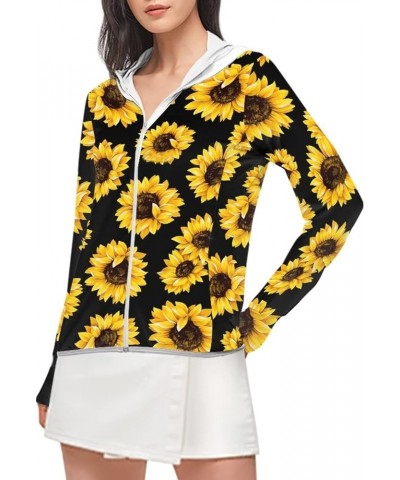 Summer Long Sleeve Sun Protection Hoodie Jacket with Full Zip & Pockets for Women Girls S-2XL Sunflowers $16.17 Jackets