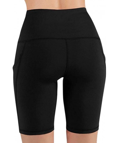 Women's High Waist Biker Shorts Tummy Control Yoga Running Volleyball Workout Gym Swimming with Pockets for Summer A1-black $...