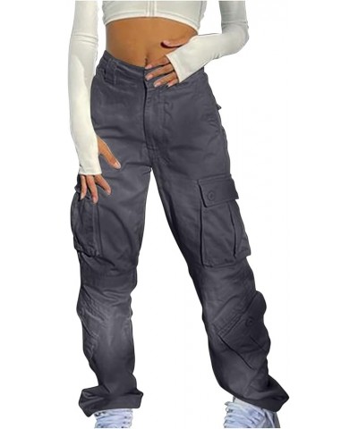 Baggy Cargo Pants for Women Relax Fit Parachute Pants Y2K Clothing Multi Pockets Wide Leg Combat Military Trousers G02-dark G...