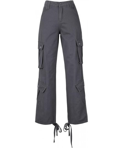 Baggy Cargo Pants for Women Relax Fit Parachute Pants Y2K Clothing Multi Pockets Wide Leg Combat Military Trousers G02-dark G...