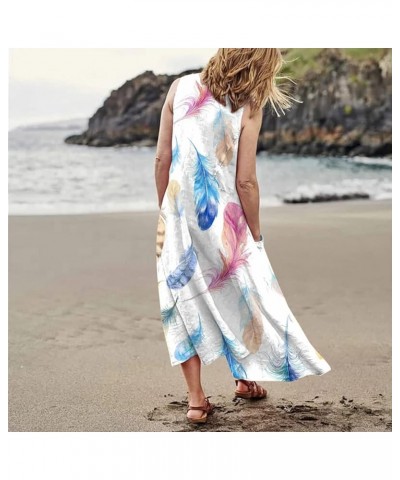 Women's Summer Cotton Linen Dresses Fashion Printing Casual Solid Color Loose Classic with Pockets Dresses,S-2XL A-multicolor...