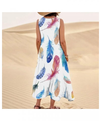 Women's Summer Cotton Linen Dresses Fashion Printing Casual Solid Color Loose Classic with Pockets Dresses,S-2XL A-multicolor...