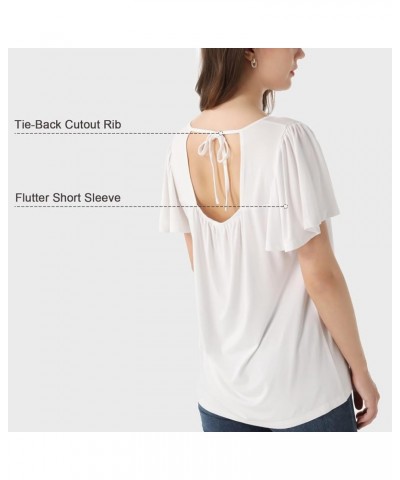 Womens Summer Tops Casual T Shirts Tie-Back Ruffle Short Sleeve Crew Neck Basic Loose Blouses White $8.63 T-Shirts