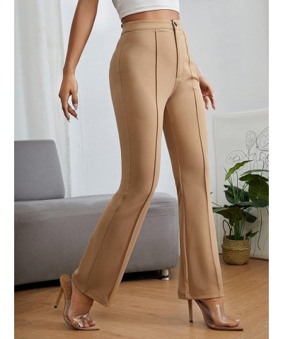 Womens Flare Pants Solid High Waist Press Crease Elegant Long Pants Casual Flair Leggings Petite XXS Khaki $29.06 Leggings