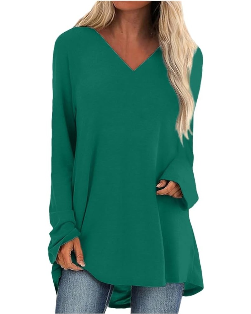 Long Sleeve Shirts for Women,Women's Casual Trendy Gradient Crewneck Shirt Comfy Loose Fit Fall Outgoing Tops 4-dark Green $6...