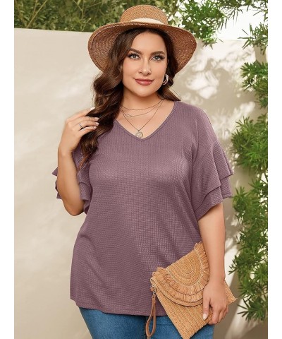 Plus Size Shirts for Women Crewneck Short Sleeve Clothing Tunic Flowy Summer Tops Loose Tees Maternity Clothes M-4X D04-rust ...