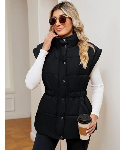 Womens Puffer Vest Zip Up Stand Collar Sleeveless Padded Outerwear Jacket Coat with Pockets S-XXL Black $22.13 Vests