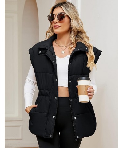 Womens Puffer Vest Zip Up Stand Collar Sleeveless Padded Outerwear Jacket Coat with Pockets S-XXL Black $22.13 Vests