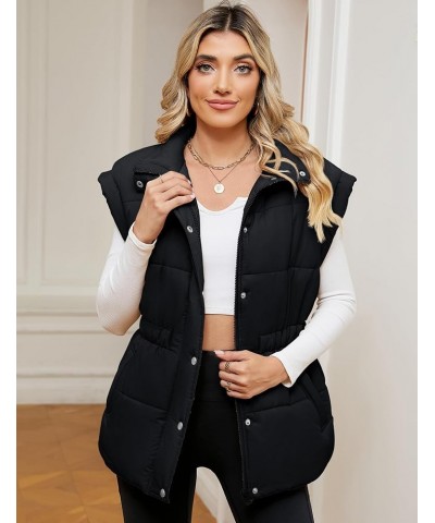 Womens Puffer Vest Zip Up Stand Collar Sleeveless Padded Outerwear Jacket Coat with Pockets S-XXL Black $22.13 Vests