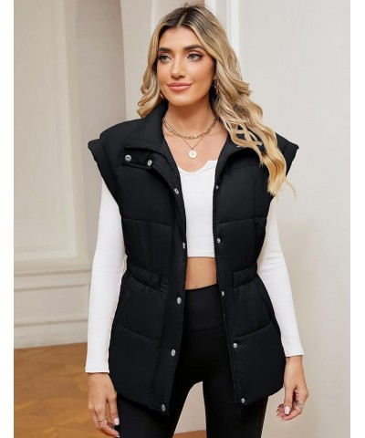 Womens Puffer Vest Zip Up Stand Collar Sleeveless Padded Outerwear Jacket Coat with Pockets S-XXL Black $22.13 Vests