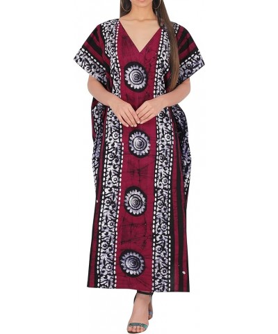 Women's Batik Caftan House Dashiki Dress Kaftan Loungewear Nightshirts for Women Sleepwear Plus size Pink, Circle $13.63 Slee...