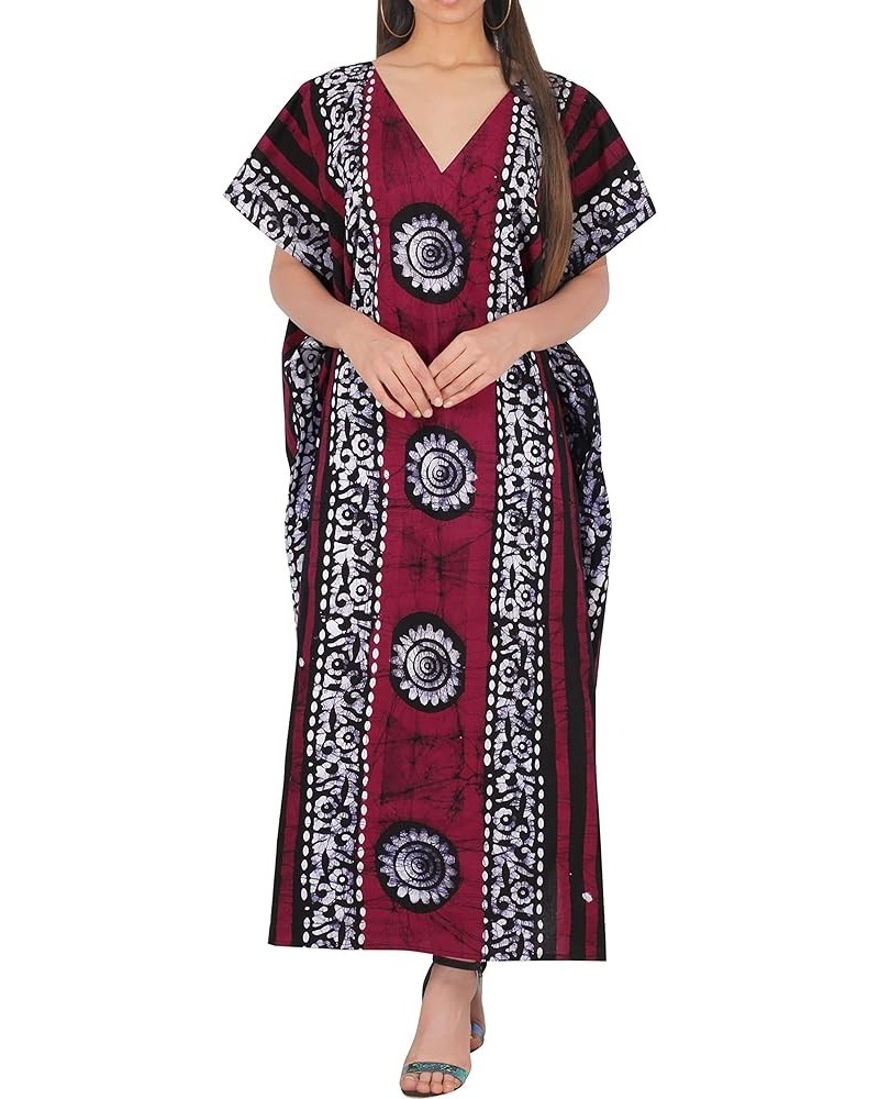 Women's Batik Caftan House Dashiki Dress Kaftan Loungewear Nightshirts for Women Sleepwear Plus size Pink, Circle $13.63 Slee...