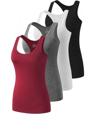 Workout Tank Tops for Women Racerback Yoga Tanks Basic Athletic Activewear-4 Packs Black/White/Gray/Wine Red $14.40 Activewear