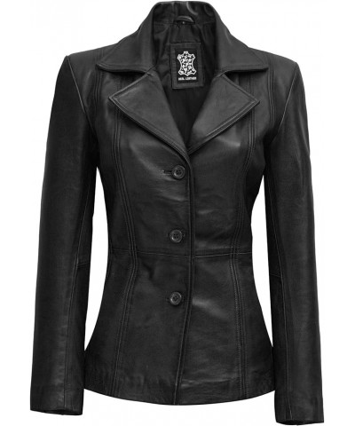 Womens Motorcycle Lightweight Leather Jacket - Real Lambskin Short Biker Jackets Bitonto - Black Leather Blazer Womens $66.50...