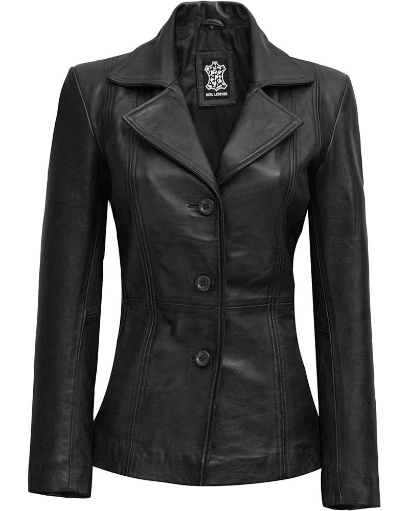 Womens Motorcycle Lightweight Leather Jacket - Real Lambskin Short Biker Jackets Bitonto - Black Leather Blazer Womens $66.50...