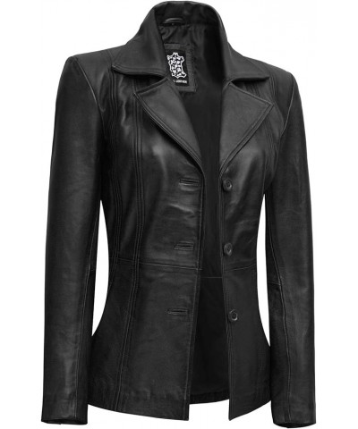 Womens Motorcycle Lightweight Leather Jacket - Real Lambskin Short Biker Jackets Bitonto - Black Leather Blazer Womens $66.50...