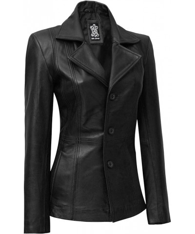 Womens Motorcycle Lightweight Leather Jacket - Real Lambskin Short Biker Jackets Bitonto - Black Leather Blazer Womens $66.50...