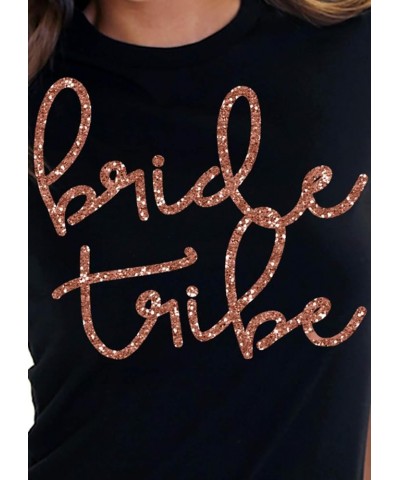 Pink Bride Shirts - Bride Squad Wedding Tees for Bridesmaid, Maid of Honor - Black and White Bachelorette Party Outfits Bride...