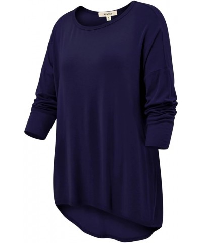 Women's 3/4 Sleeve Crew Neck Loose Fit Tops - Casual Tunic Top T-Shirt XS-6XL Navy $13.48 Tops