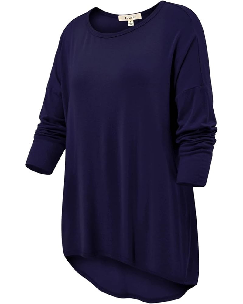 Women's 3/4 Sleeve Crew Neck Loose Fit Tops - Casual Tunic Top T-Shirt XS-6XL Navy $13.48 Tops