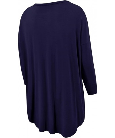 Women's 3/4 Sleeve Crew Neck Loose Fit Tops - Casual Tunic Top T-Shirt XS-6XL Navy $13.48 Tops